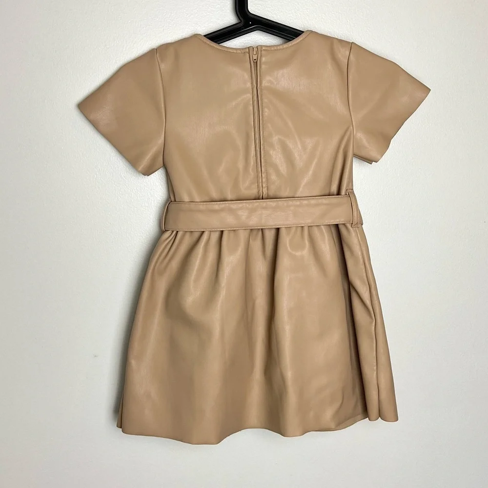 Wonder Nation Light Tan Faux Leather Dress Girls  4/5‎ XS